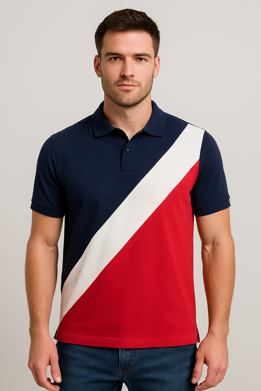 Cotton Matty Polo T-shirt- Navy