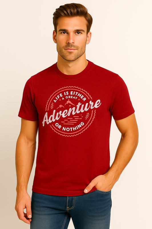 Maroon Cotton Hosiery Round Neck T-shirt