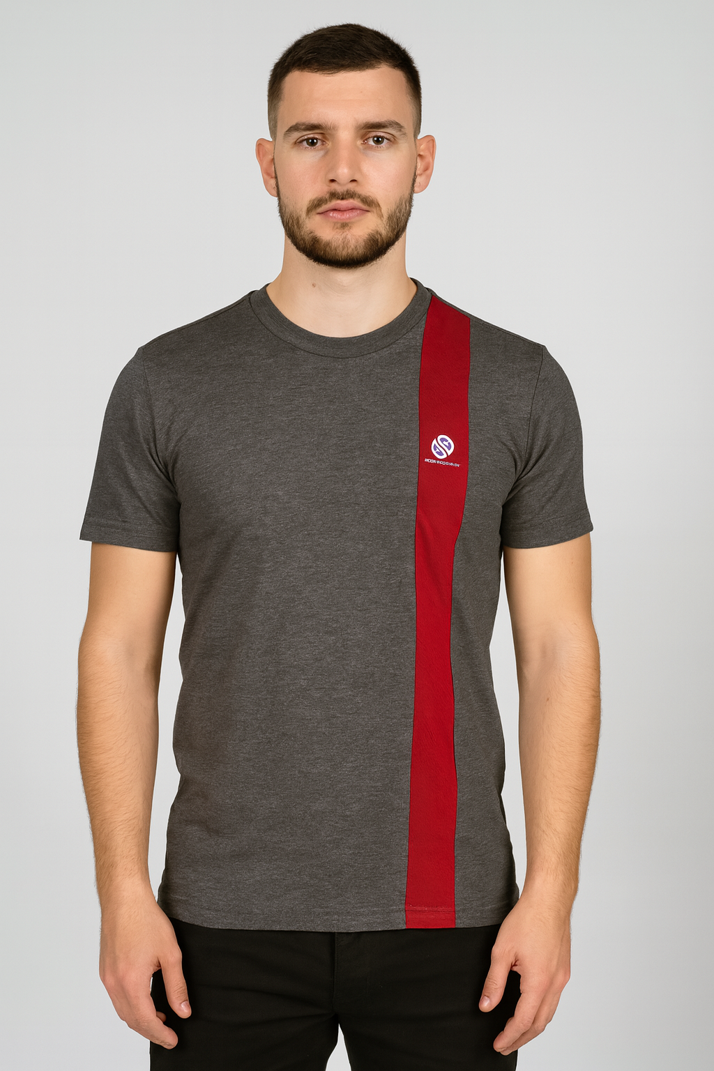 Charcoal grey Cotton Hosiery Round Neck T-shirt