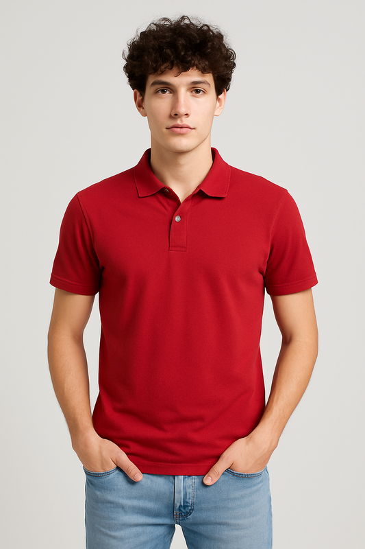Cotton Matty Polo T-shirt- Maroon