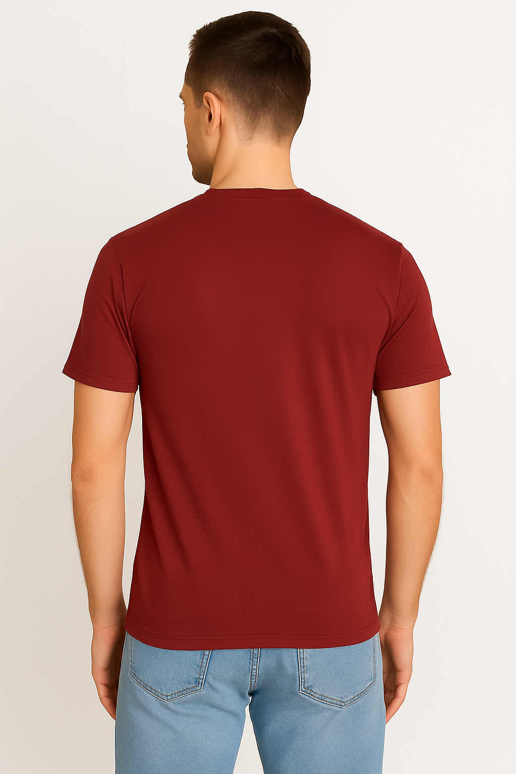 Maroon cotton hosiery printed Round Neck T-shirt