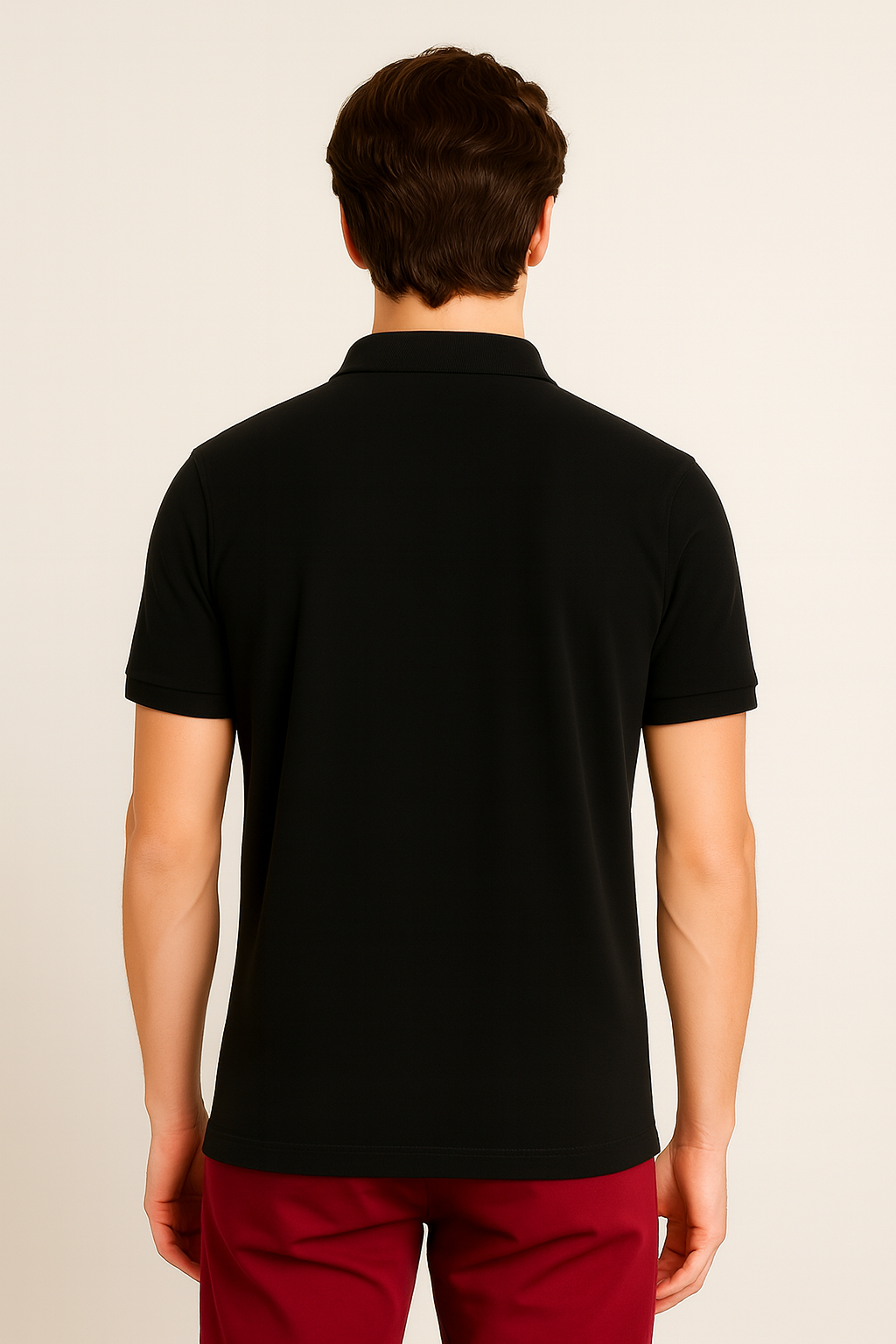 Cotton Matty Polo T-shirt- Black & Maroon