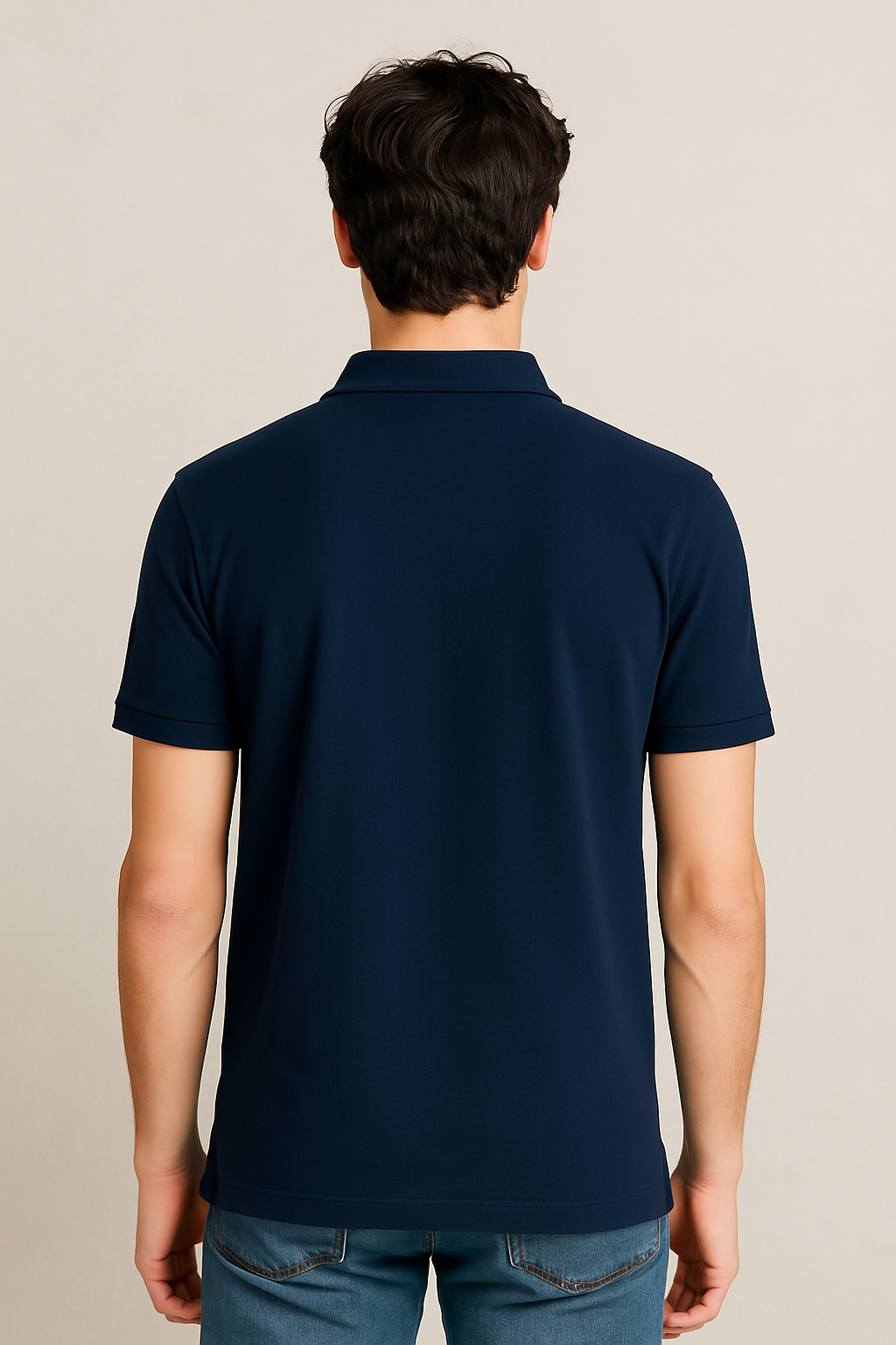 Cotton Matty Polo T-shirt- Navy Blue & White
