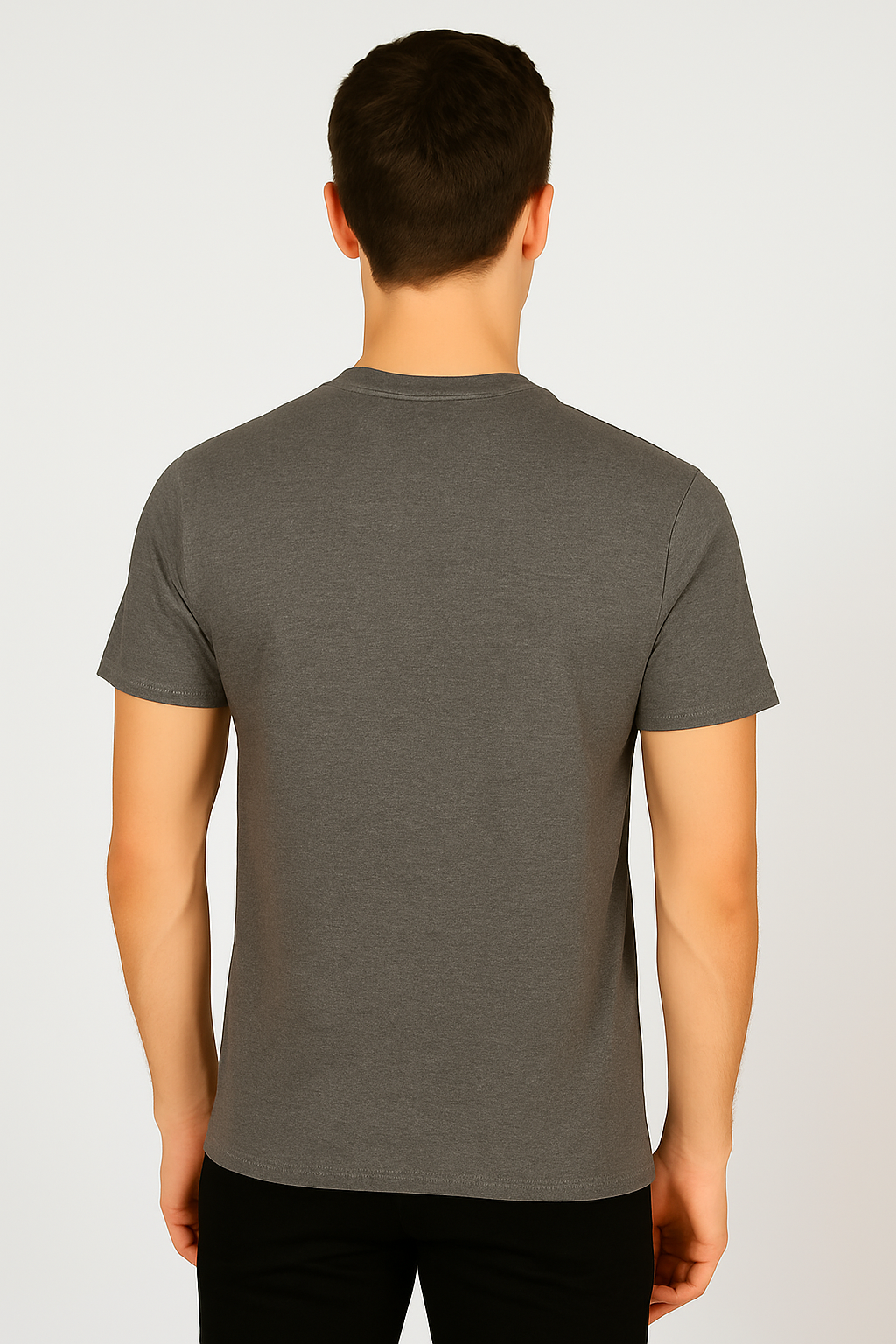Grey & Maroon Cotton Round-Neck T-shirt