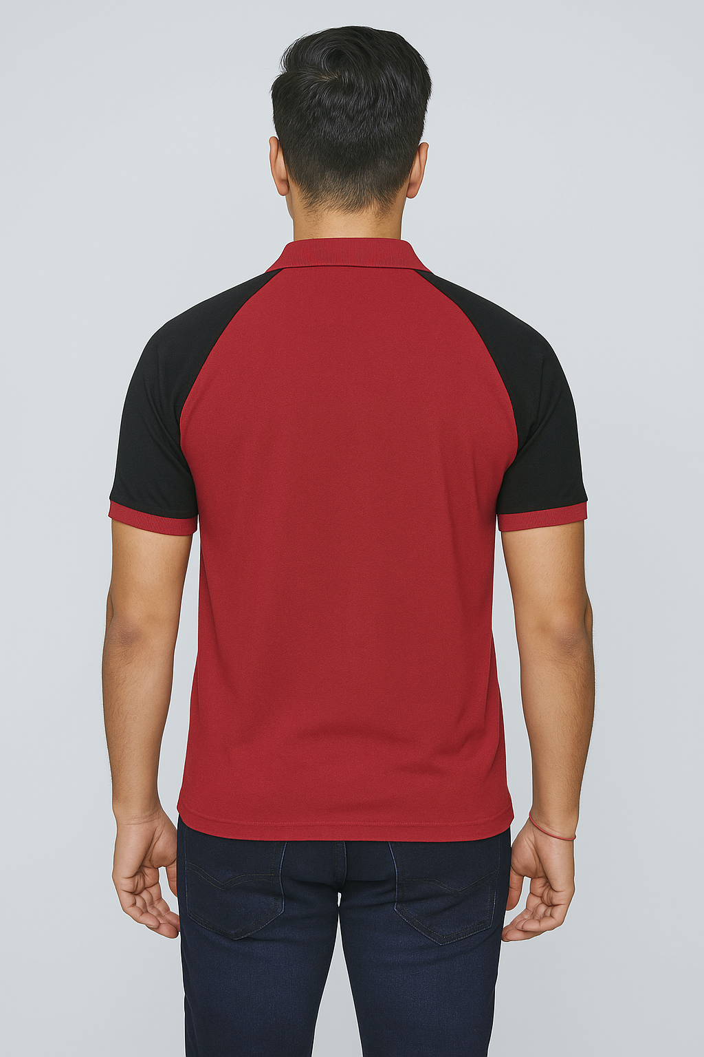 Cotton Matty Polo T-shirt- Maroon & Black