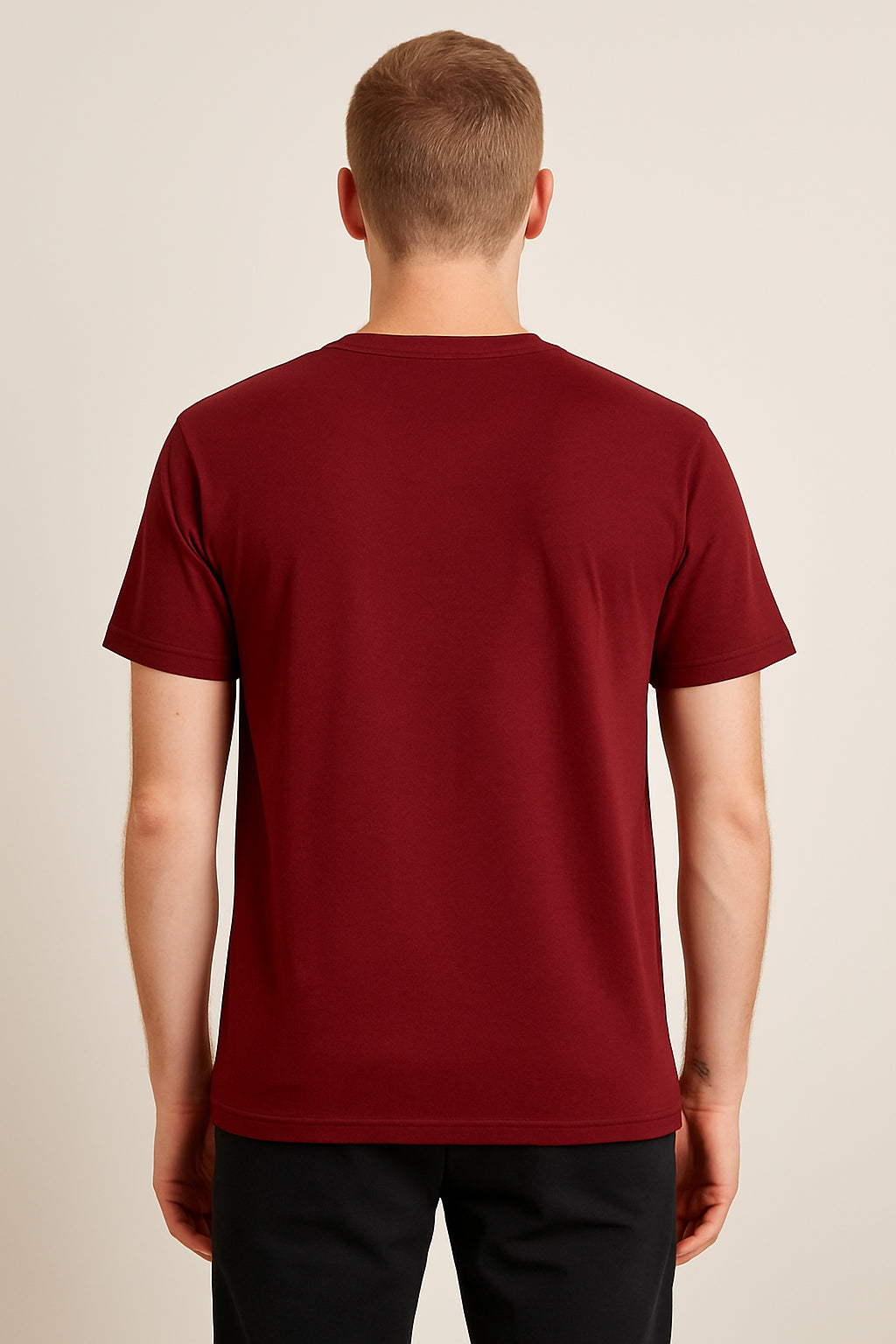 Maroon Cotton Hosiery Round Neck T-shirt