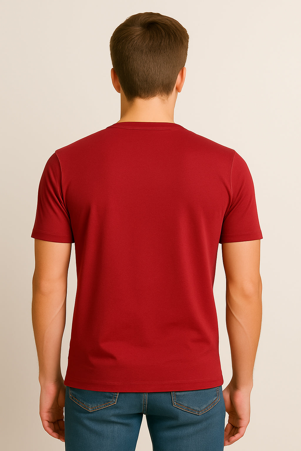 Maroon Cotton Hosiery Round Neck T-shirt