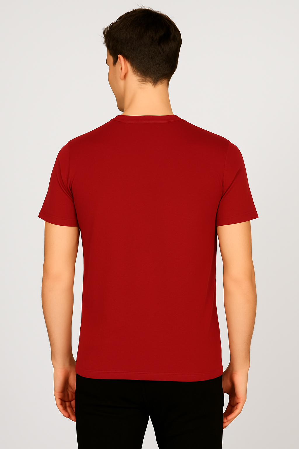 Maroon & Grey Cotton Round-Neck T-shirt