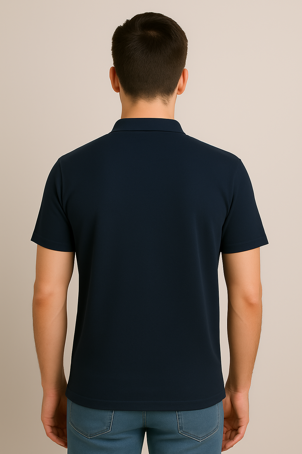 Navy Blue Cotton Matty Polo T-shirt