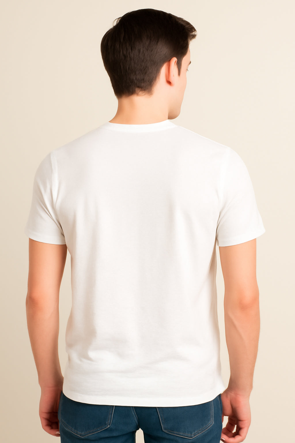 White Cotton Hosiery Round Neck T-shirt