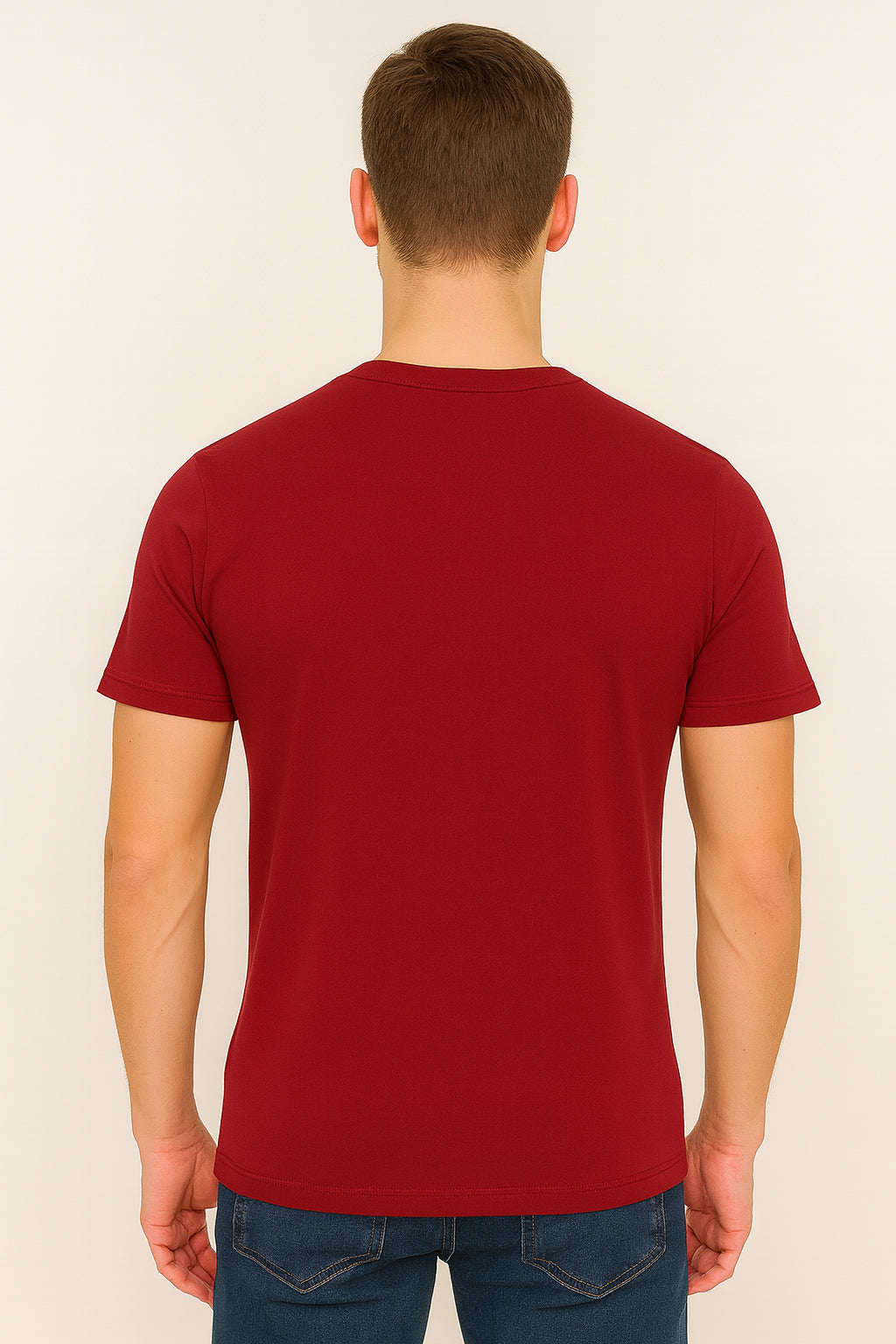 Maroon Cotton Hosiery Round Neck T-shirt