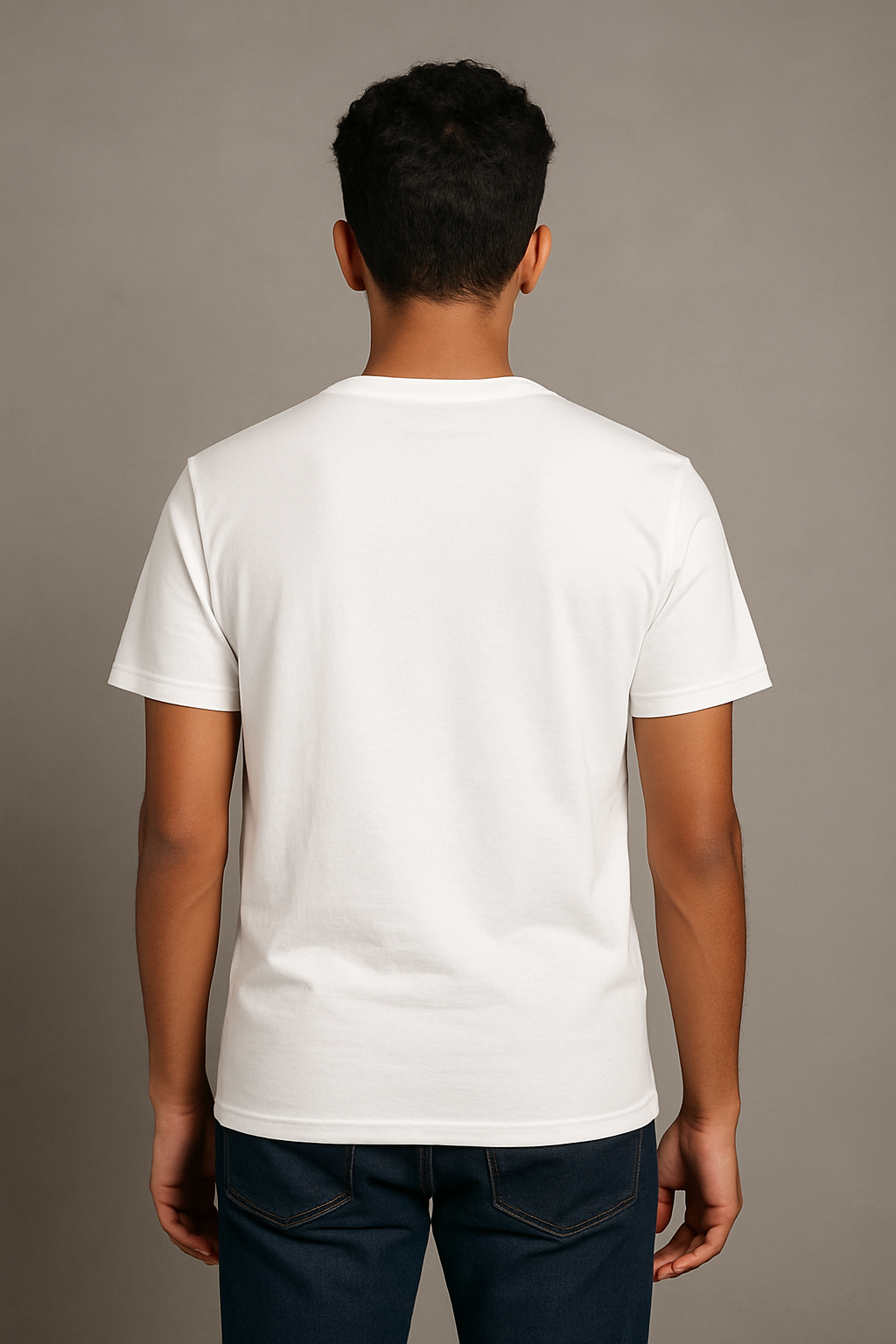 White Cotton Hosiery Round Neck T-shirt