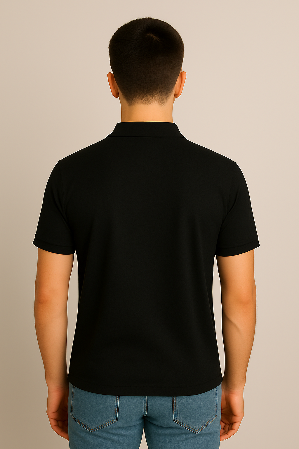 Black Cotton Matty Polo T-shirt