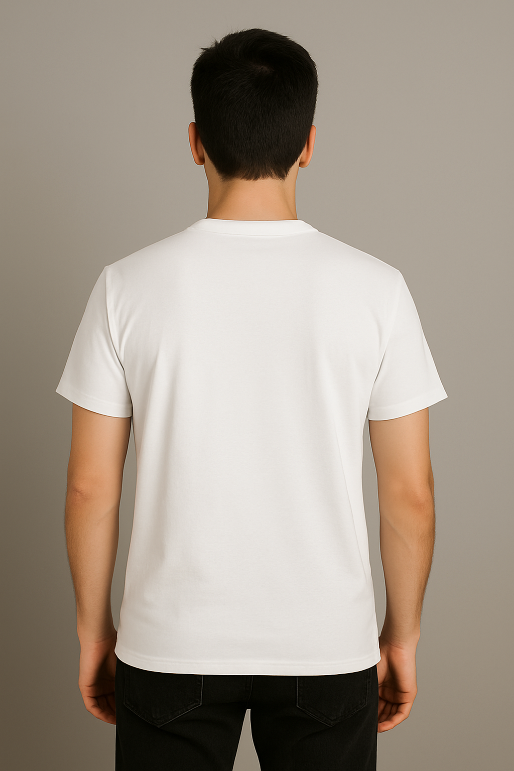 White cotton matty printed Round Neck T-shirt