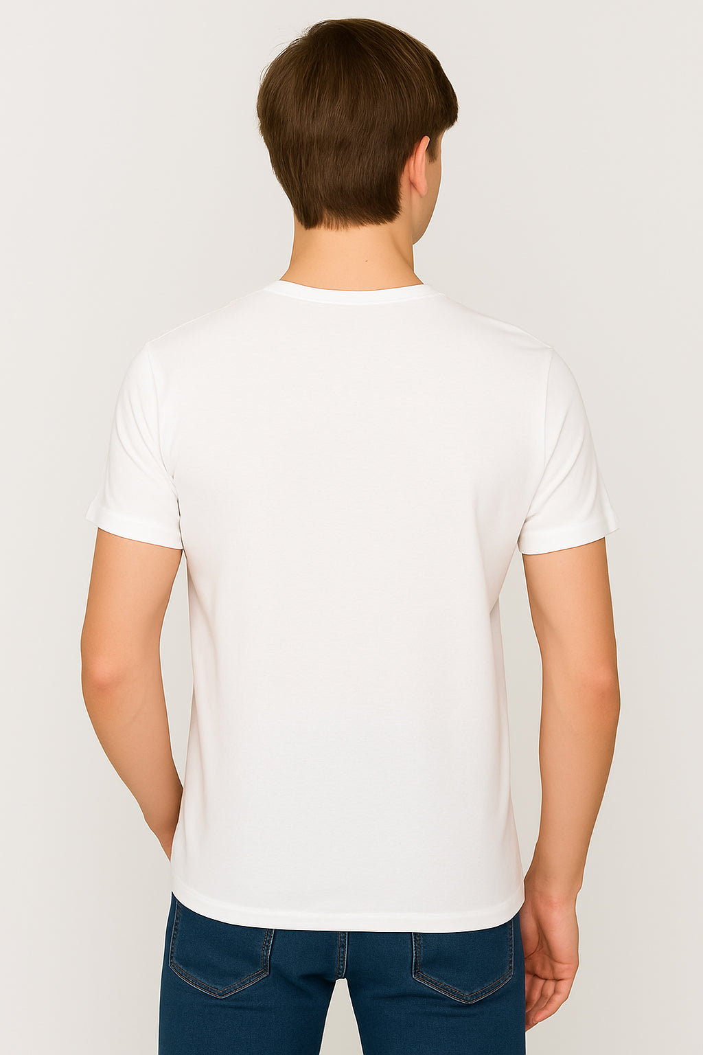 White Cotton Hosiery Round Neck T-shirt