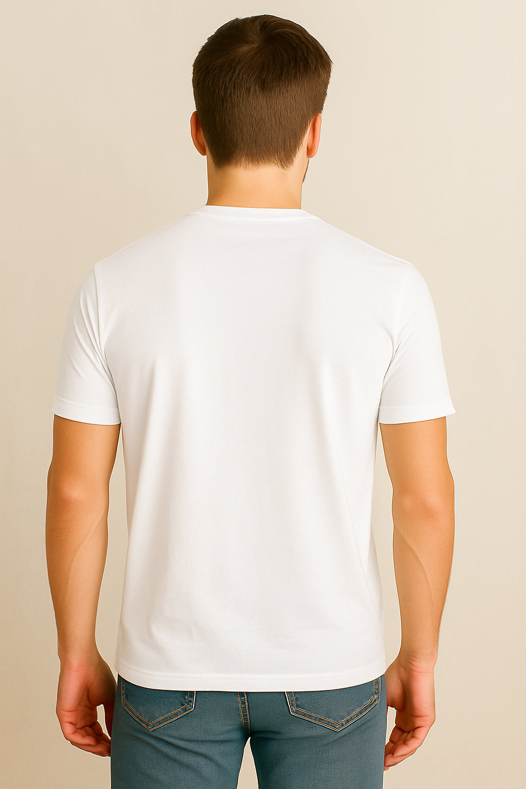 White Cotton Hosiery Round Neck T-shirt