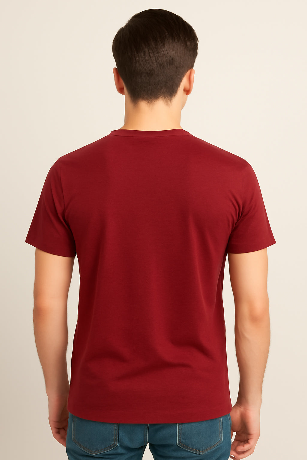 Maroon Cotton Hosiery Round Neck T-shirt