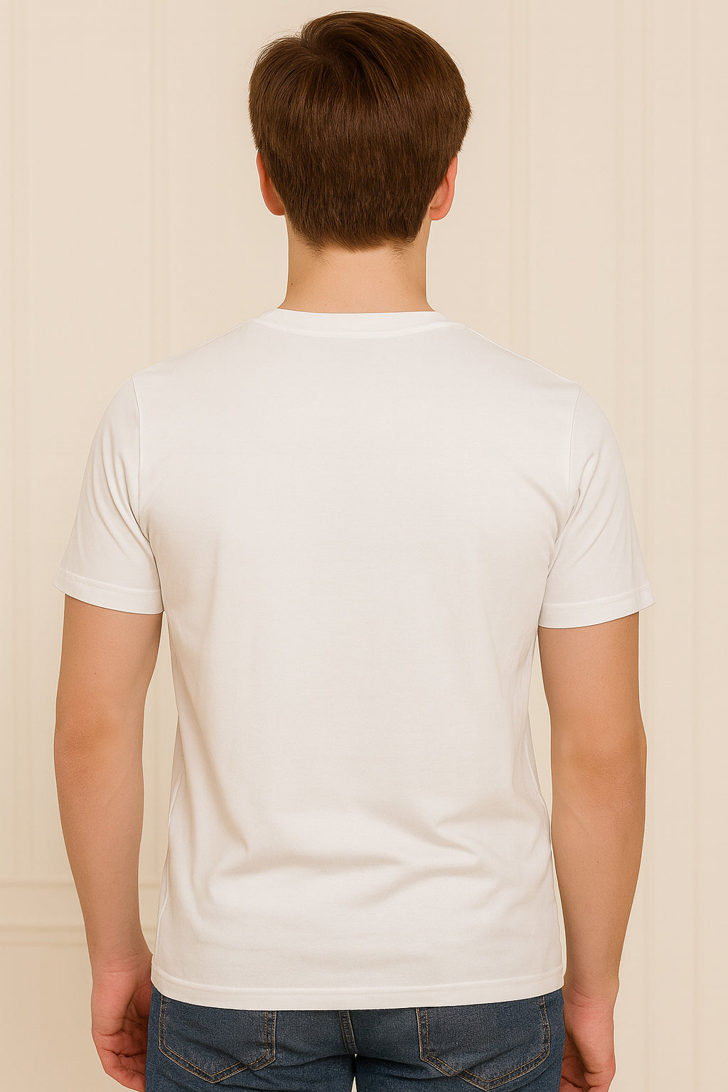 White  Cotton Hosiery Round Neck T-shirt