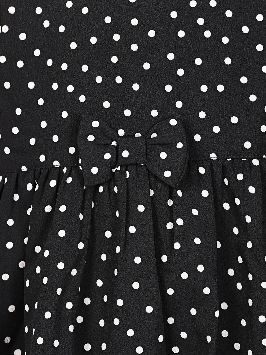 Stylish Polka Printed Dress- Black