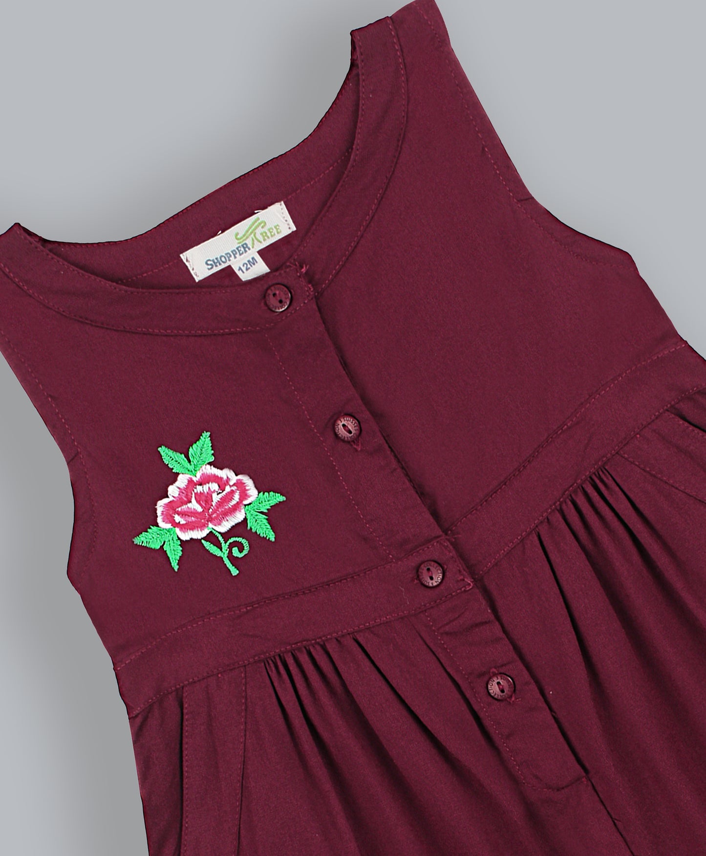 SHOPPERTREE Maroon Rayon Sleeveless Dress –Maroon