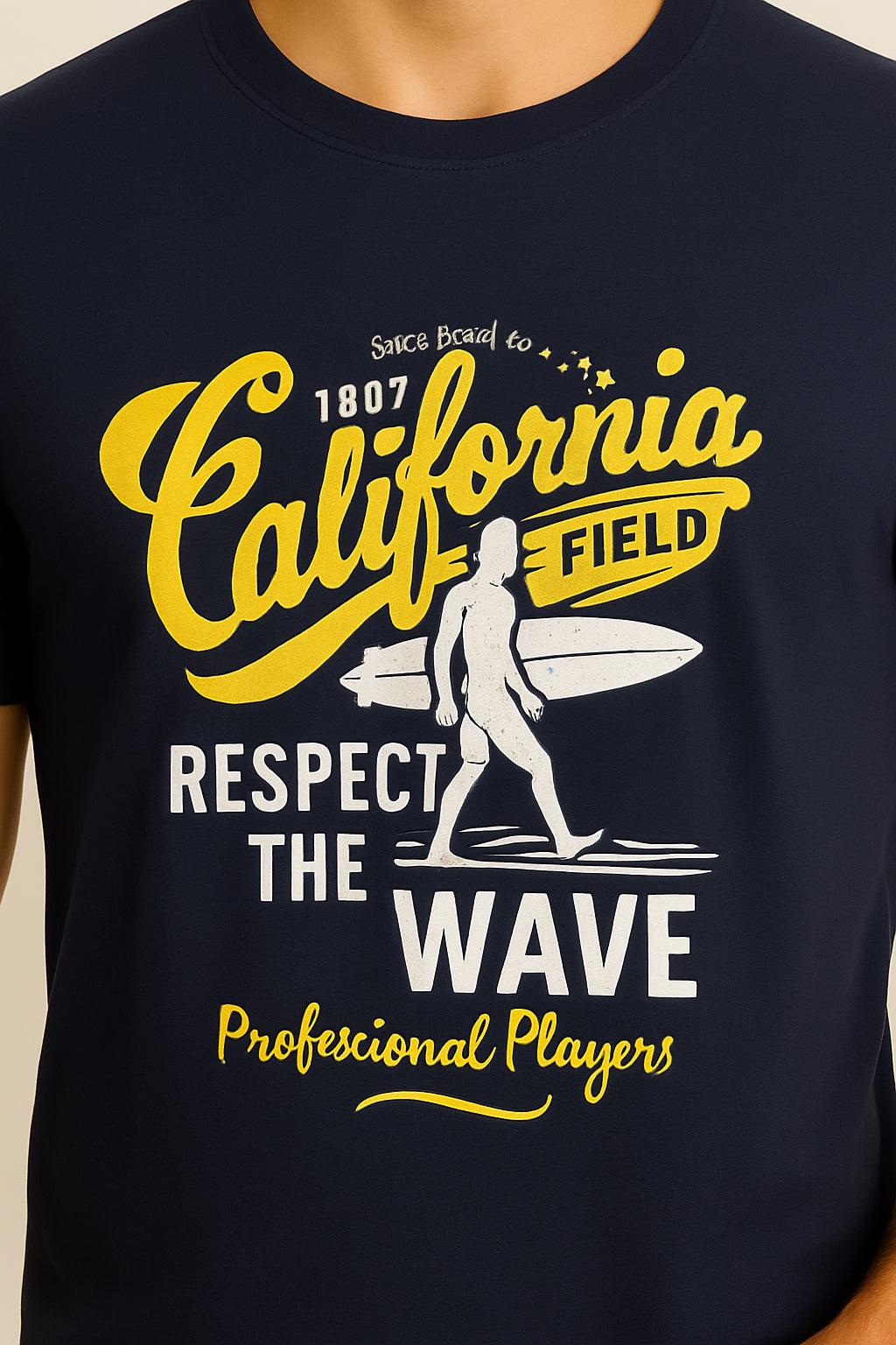 Navy-Blue  Cotton Hosiery Round Neck T-shirt