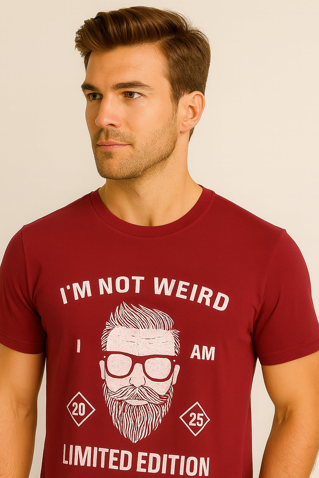 Maroon Cotton Hosiery Round Neck T-shirt
