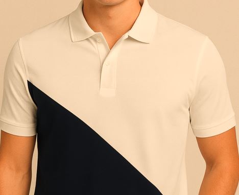 Cotton Matty Polo T-Shirt- White & Navy