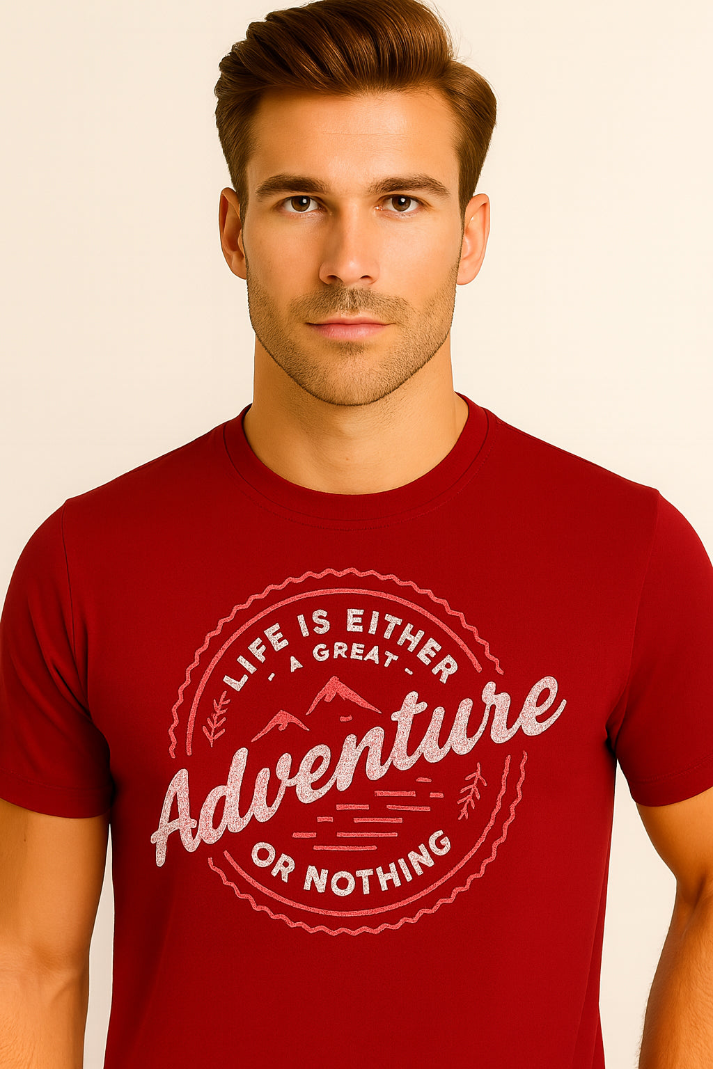 Maroon Cotton Hosiery Round Neck T-shirt
