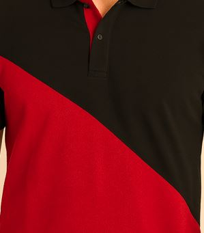 Cotton Matty Polo T-shirt- Black & Maroon
