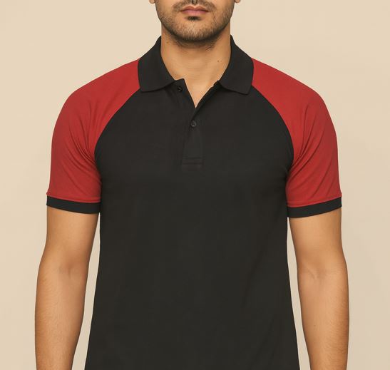 Cotton Matty Polo T-shirt- Black & Maroon