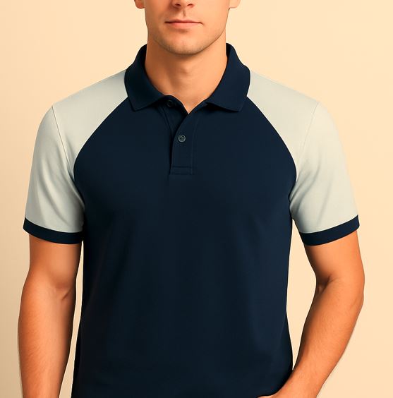 Cotton Matty Polo T-shirt- Navy & White