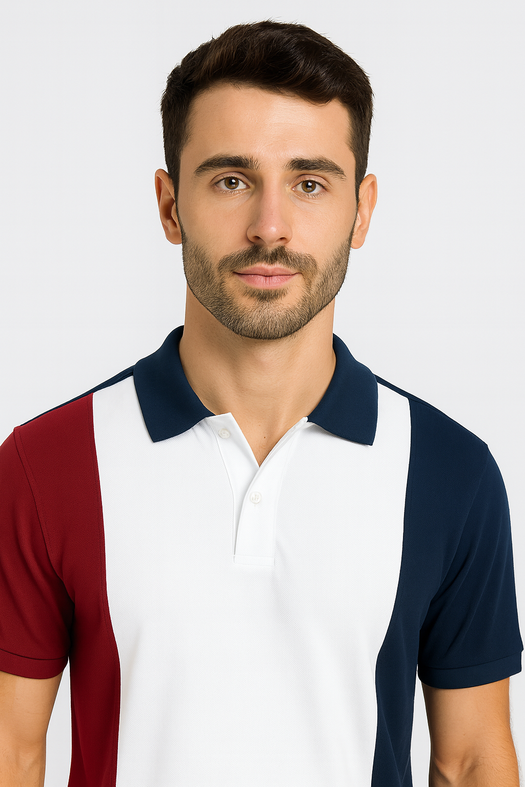 The white front panel Cotton Matty Polo T-shirt