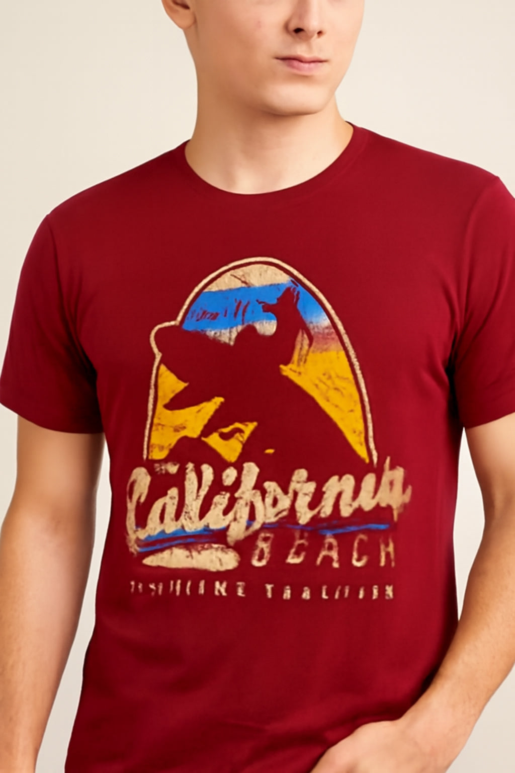 Maroon Cotton Hosiery Round Neck T-shirt