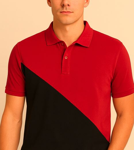 Cotton Matty Polo T-shirt- Maroon & Black