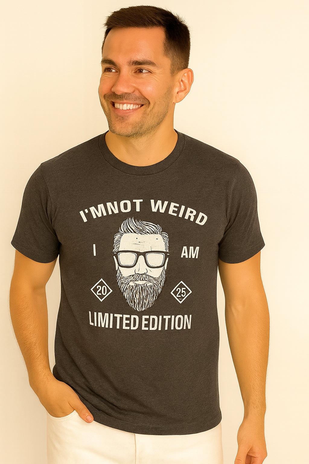 Charcoal Grey Cotton Hosiery Round Neck T-shirt