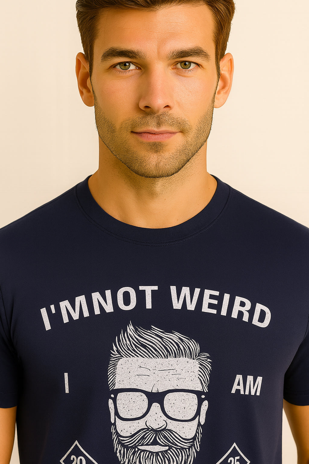 Navy-Blue Cotton Hosiery Round Neck T-shirt