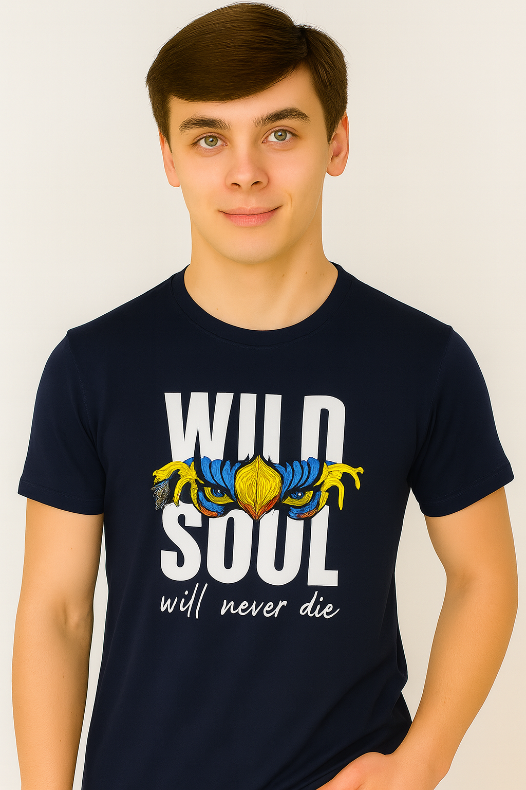 Navy Blue Cotton Hosiery Round Neck T-shirt
