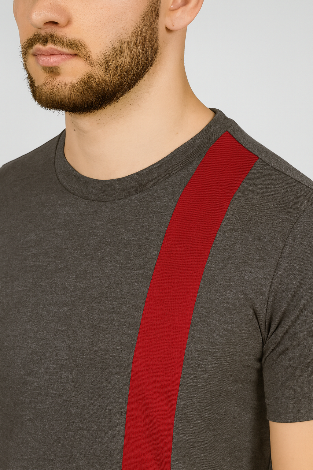 Charcoal grey Cotton Hosiery Round Neck T-shirt