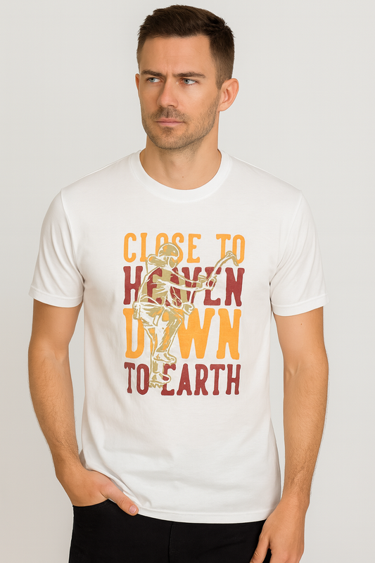 White cotton hosiery printed Round Neck T-shirt