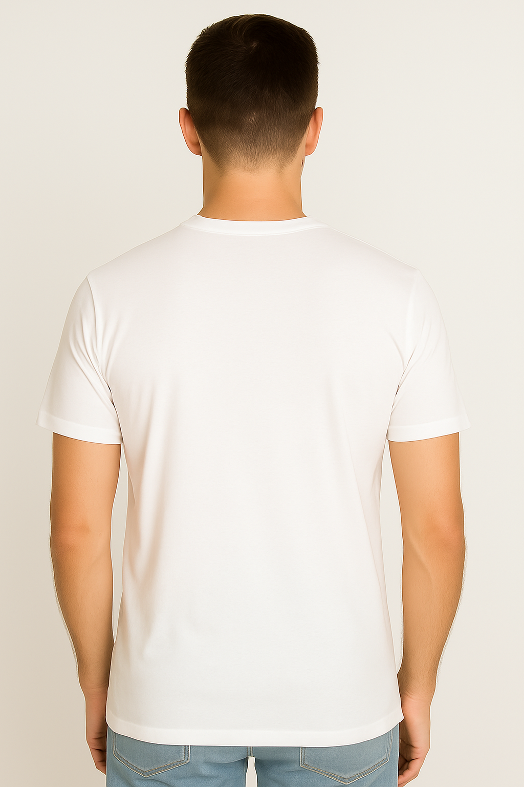 White cotton hosiery printed Round Neck T-shirt