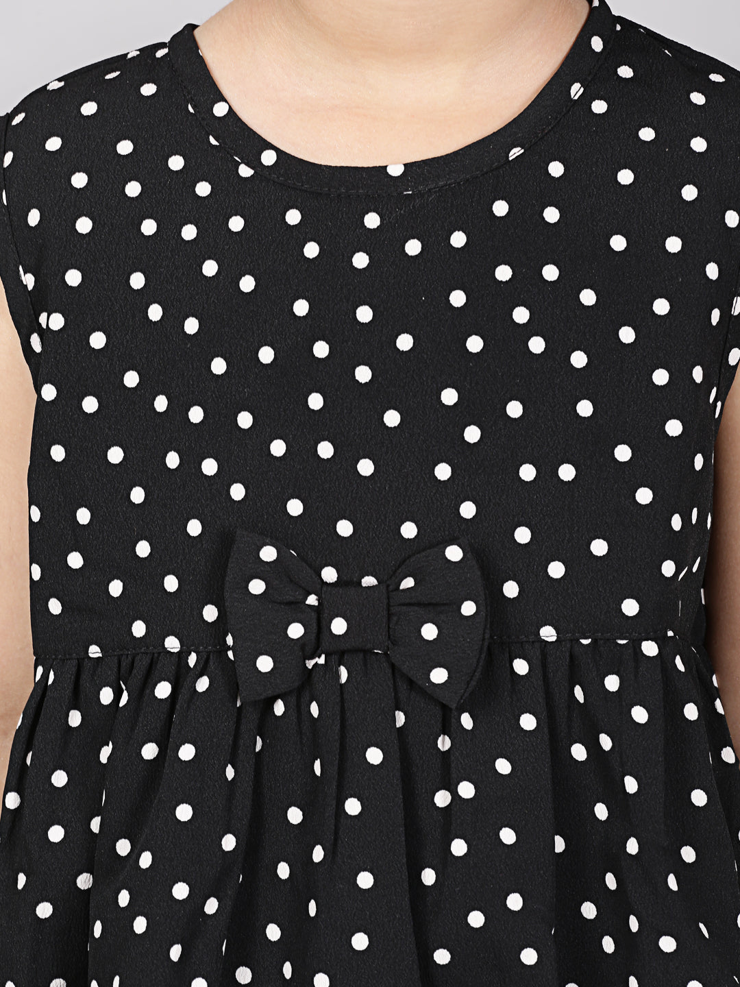 Stylish Polka Printed Dress- Black