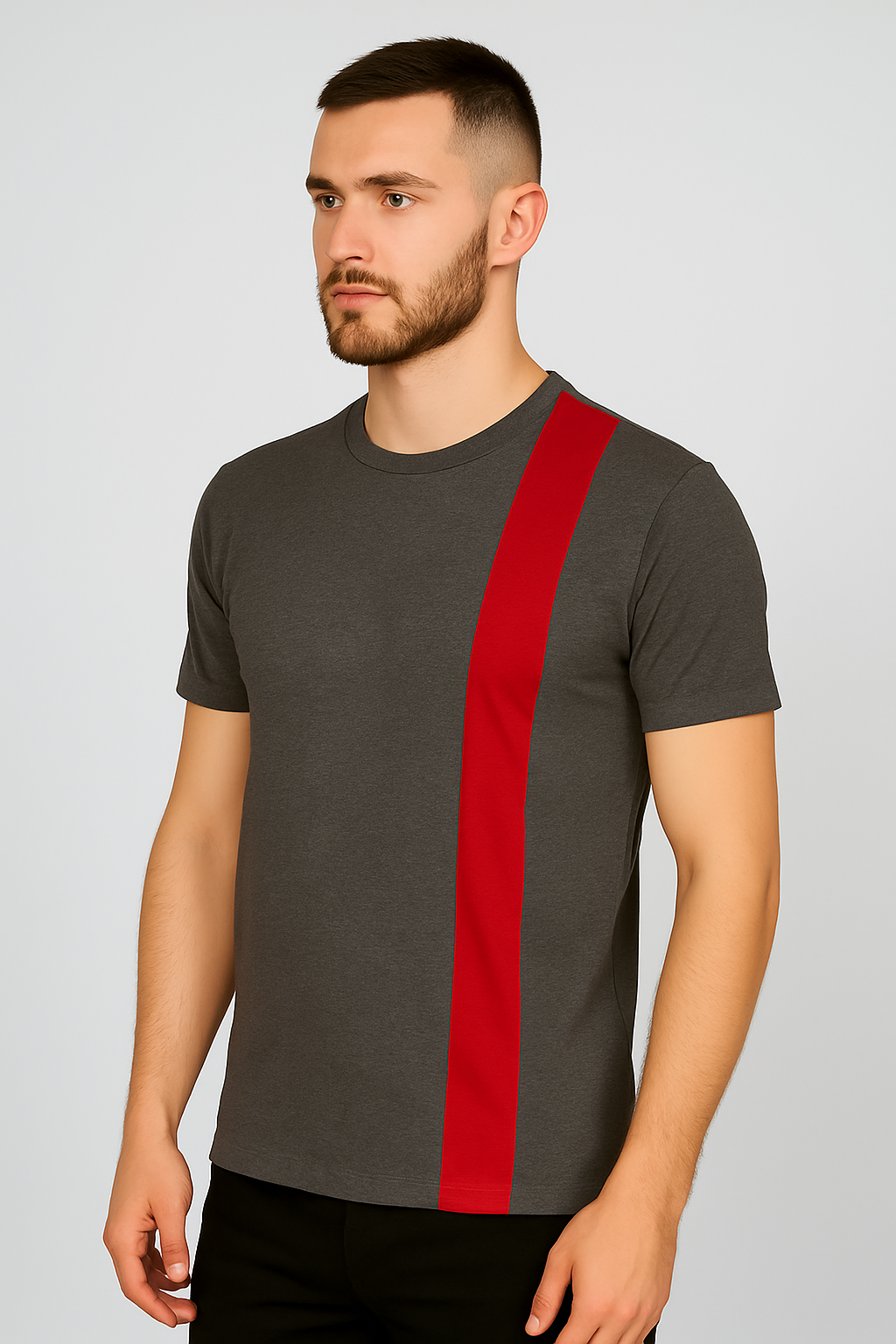 Charcoal grey Cotton Hosiery Round Neck T-shirt