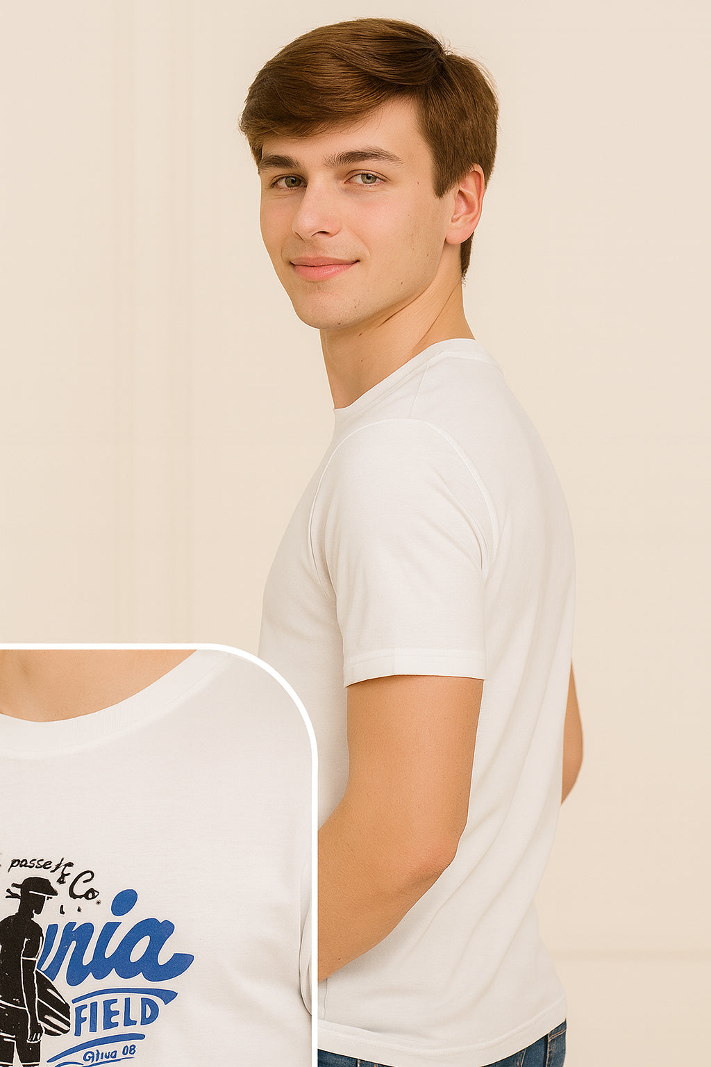 White  Cotton Hosiery Round Neck T-shirt
