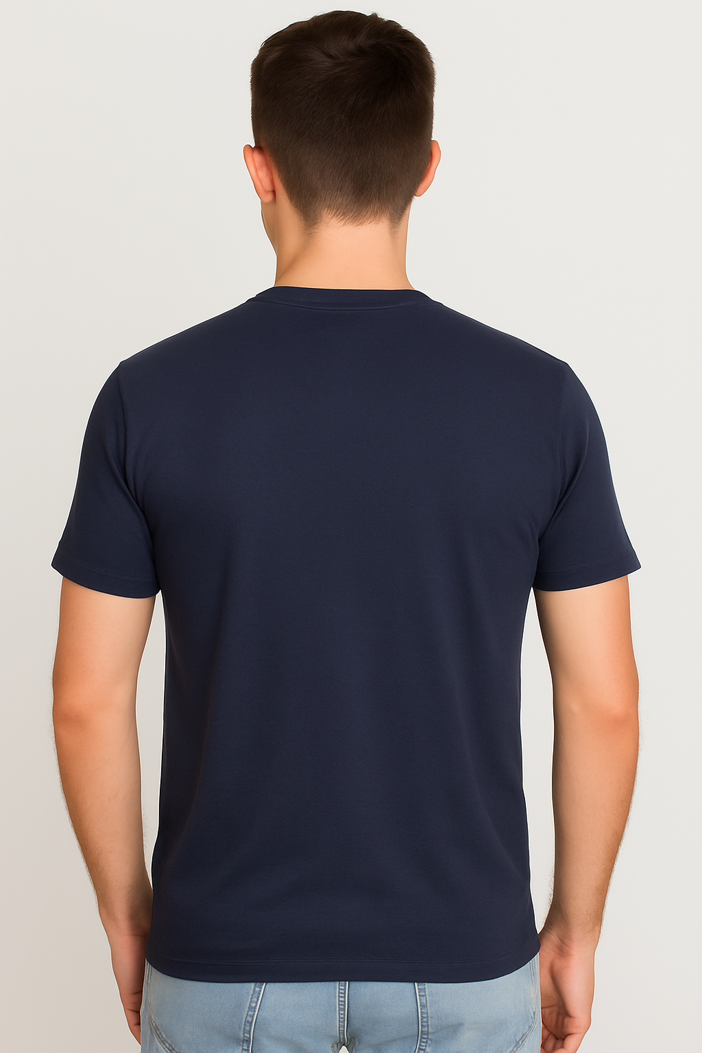 Navy cotton hosiery printed Round Neck T-shirt