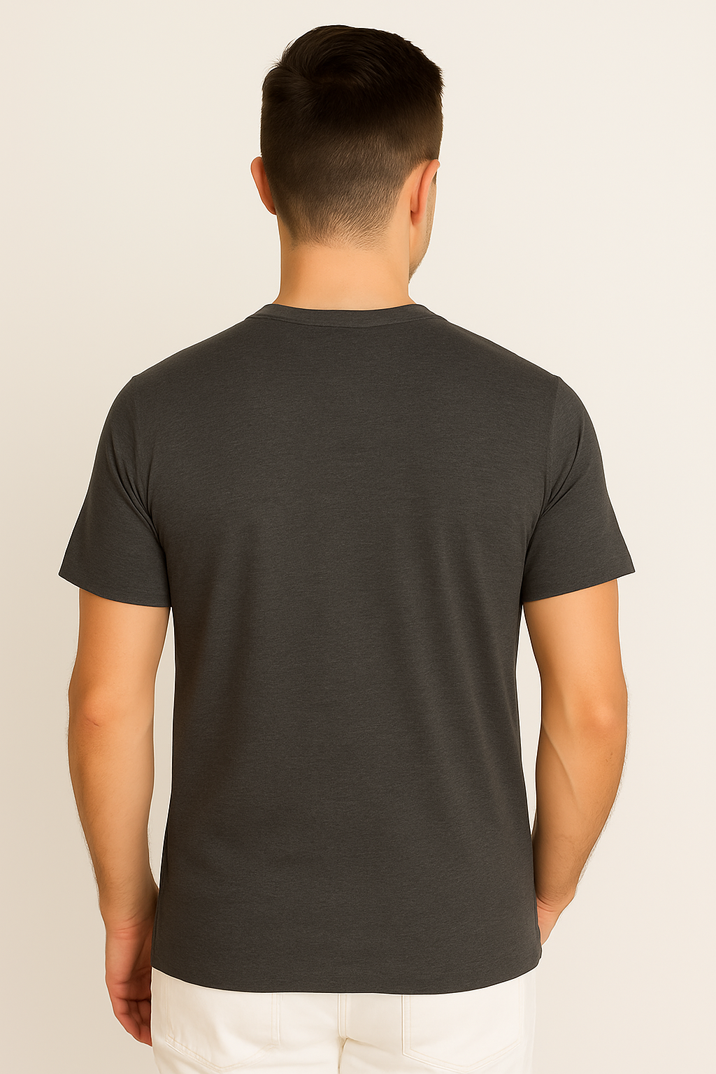 Grey cotton hosiery printed Round Neck T-shirt