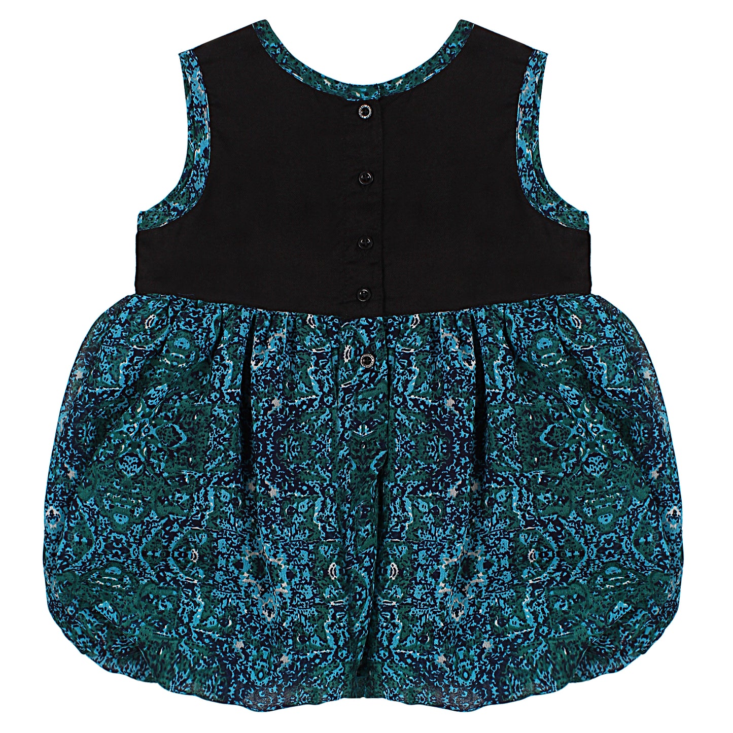 SHOPPERTREE Rayon & Georgette Party Dress – Teal & Black Elegance
