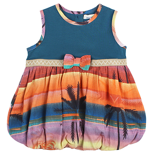 Shoppertree Beach Print Trendy Balloon Dress