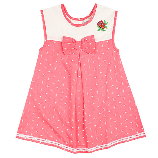 Shoppertree Rose Color Printed Aline Dress
