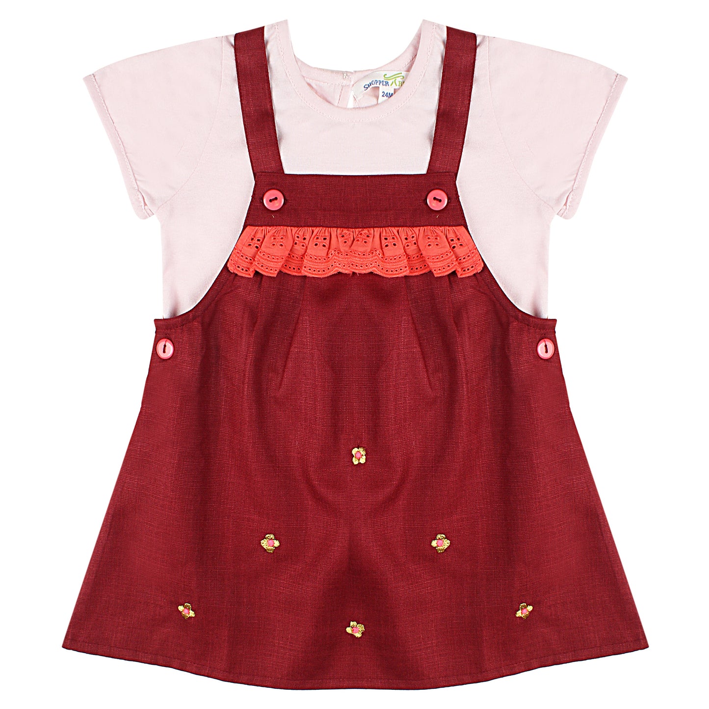 Shoppertree Solid T-shirt With Dungaree Set