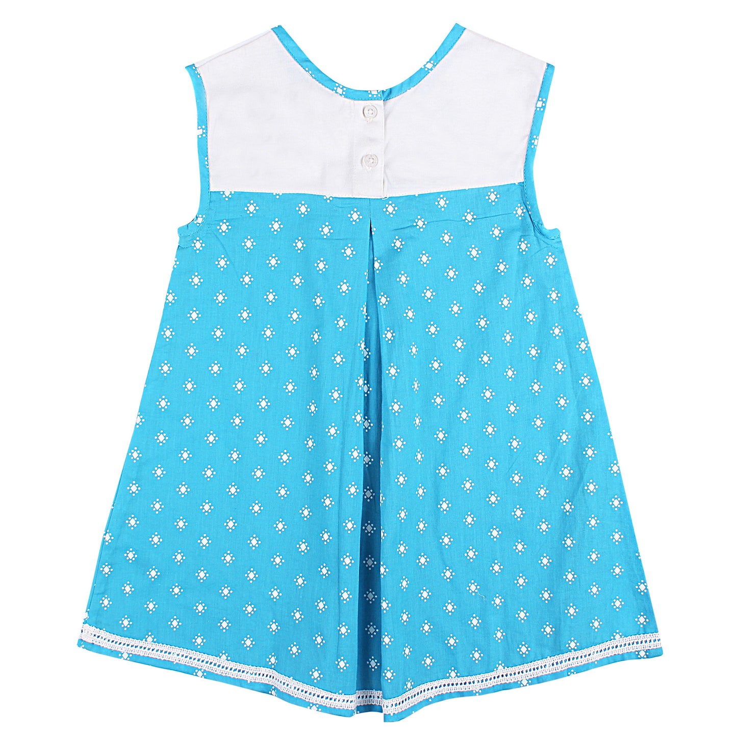Shoppertree Sky-blue Printed Aline Dress